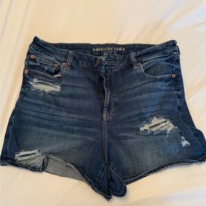 American Eagle Outfitters Distressed Dark Blue Jean Shorts